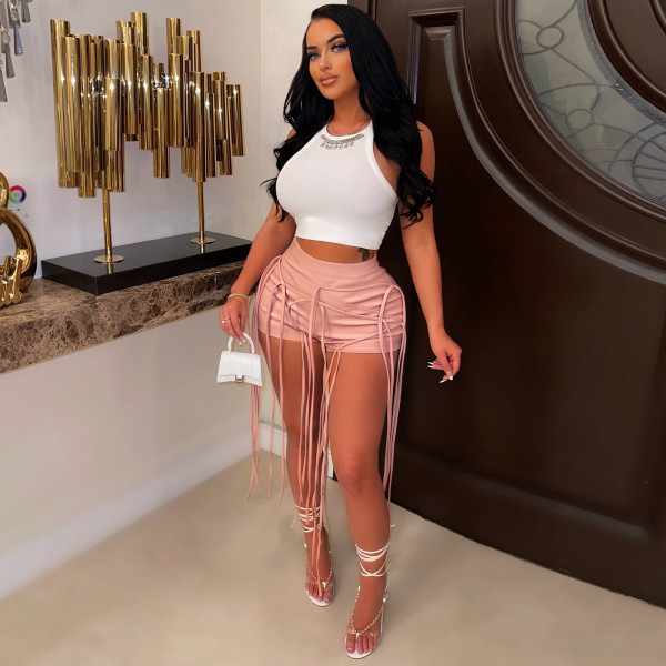 Sexy shorts PU leather pants with irregular straps