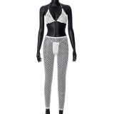 Solid Color Sexy Bikini Perspective Hollow Out High Waist Hip Lift Pants Cover