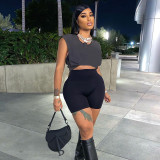 Letter Print Crew Neck Sleeveless Loose Tank Top
