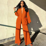Casual Long Sleeve Solid Color Two Piece Set