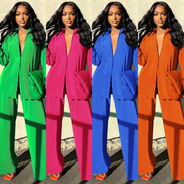 Casual Long Sleeve Solid Color Two Piece Set