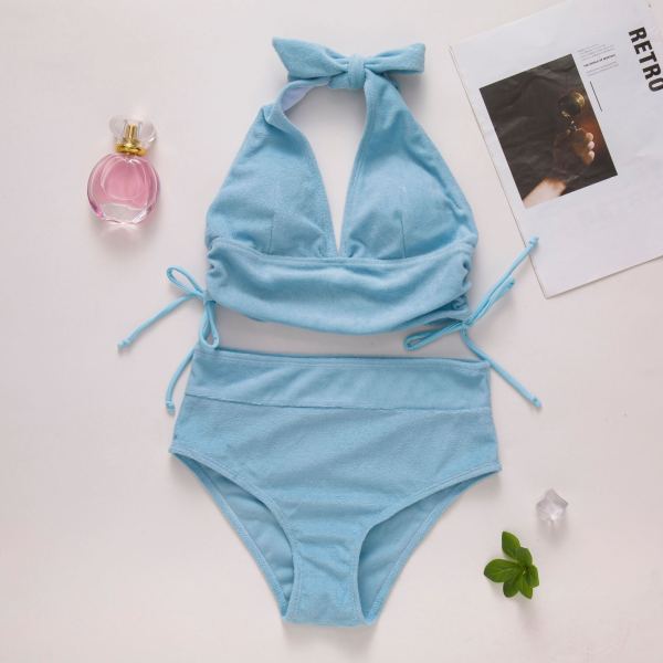 Solid Color Sexy High Waist Strap Bikini