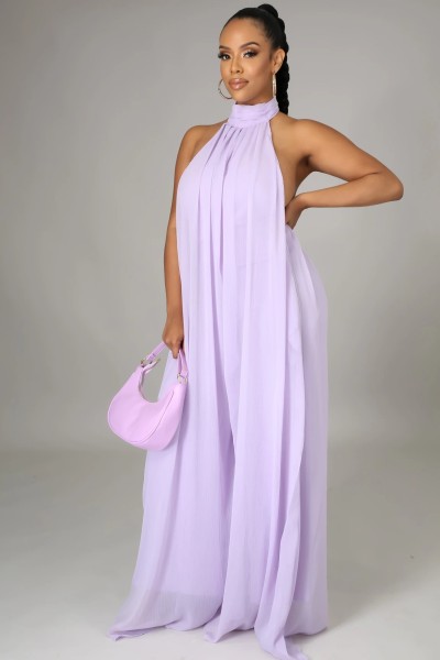 chiffon loose halterneck jumpsuit