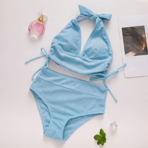 Solid Color Sexy High Waist Strap Bikini