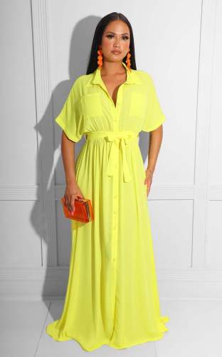 Fashion Loose Shirt Dress with Belt