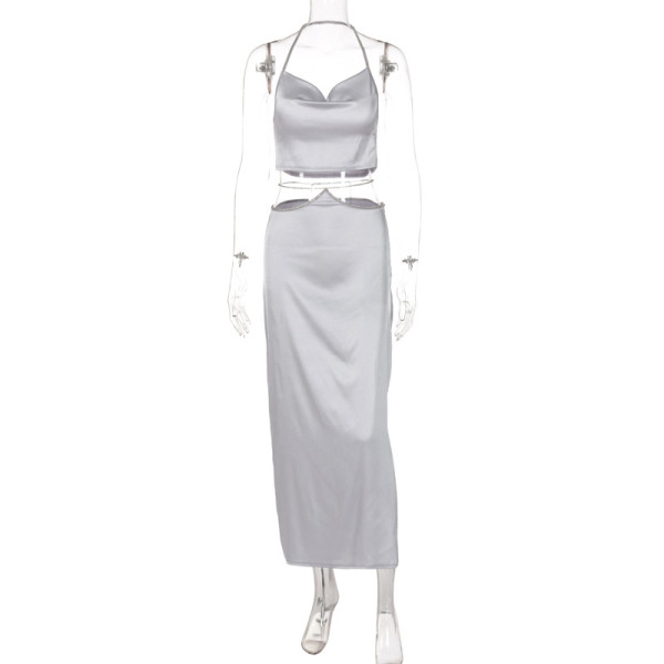 Fashion Sexy Backless Tube Top Slim Skirt Set