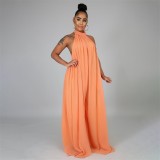chiffon loose halterneck jumpsuit