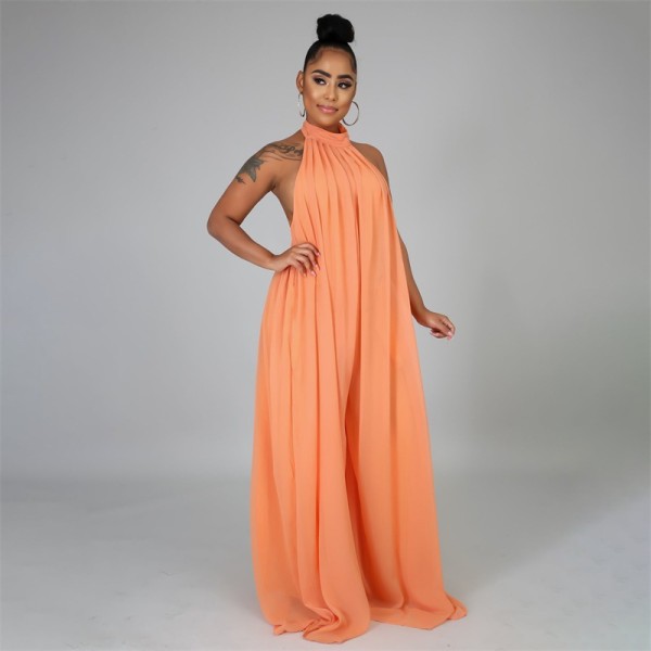 chiffon loose halterneck jumpsuit