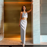 Fashion Sexy Backless Tube Top Slim Skirt Set