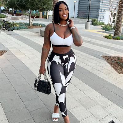 Fashion Printed Casual Small Sling Slim Fit Skinny Pants