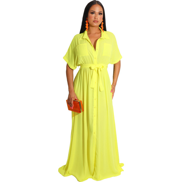 Fashion Loose Shirt Dress with Belt
