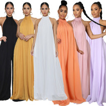 chiffon loose halterneck jumpsuit