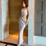 Fashion Sexy Backless Tube Top Slim Skirt Set