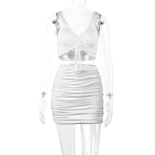 Sexy Vest Short Skirt Hollow Hip Pack Two Piece Set
