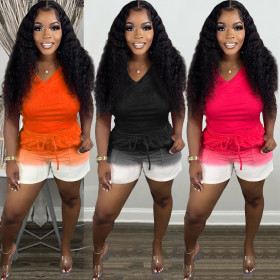 Women's Casual Gradient Print Two Piece