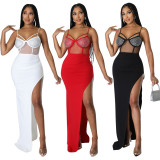 Paneled Mesh Special Hot-Drilled Multi-Color Multi-Size Dress