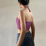 Fashion lace-up neckline slim sexy navel hot girl vest female