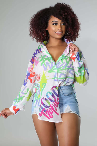 Letter Print Fashion Cardigan Top