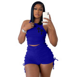 Fashion thickened milk silk small pit strip set two-piece set