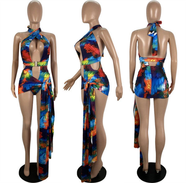 Fashion Print Sexy One Piece Swimsuit Two Piece