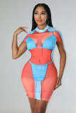 Positioning printing underwear outer wear visual effect multicolor dress