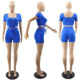 Solid color zipper two-piece set