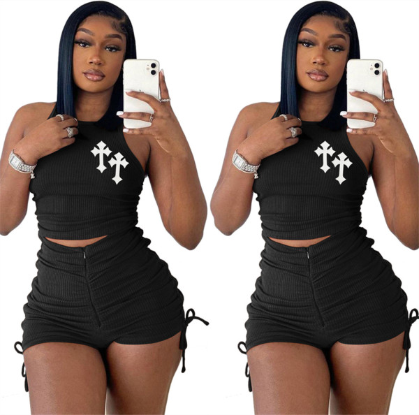 Fashion thickened milk silk small pit strip set two-piece set