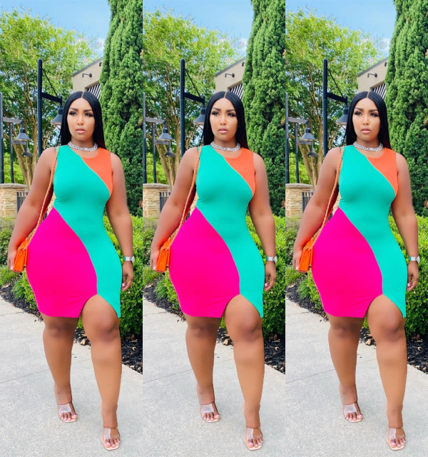 Sleeveless Sexy Digital Positioning Print Dress
