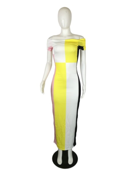 Personality one word collar sexy dress tight casual women's skirt