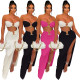 Casual Fashion Sexy Wrap Breast Irregular Skirt Suit Beachwear