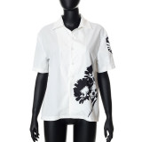 Lapel Shirt Print Contrast Color Fashion Small Cardigan