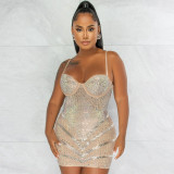 Suspender Slim Fit Hot Diamond Dress Nightclub Dress