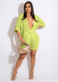 Cardigan Knit Shorts Two Piece Set