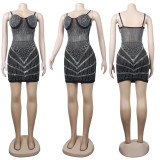 Suspender Slim Fit Hot Diamond Dress Nightclub Dress