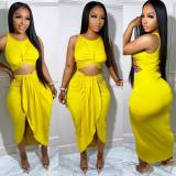 Solid Silky Sexy Cropped Navel Pleated Dress