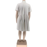 women's single breasted plus size fat woman cotton and linen dress