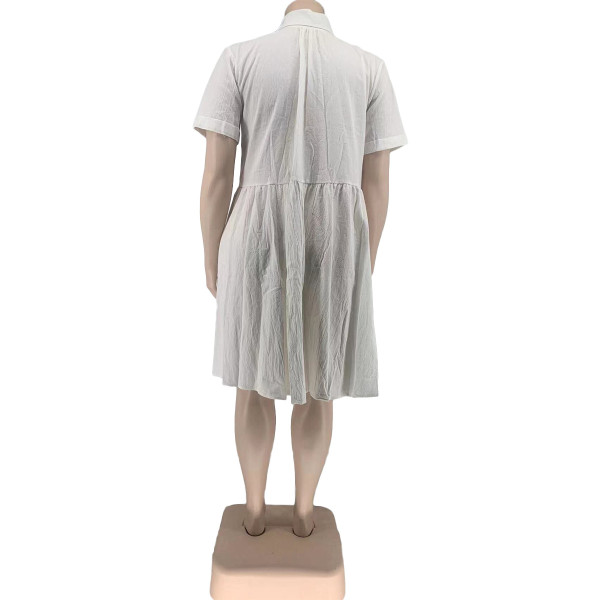 women's single breasted plus size fat woman cotton and linen dress