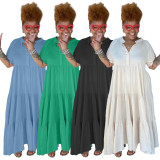 Plus Size Women Fashion Casual Button Lapel Dress
