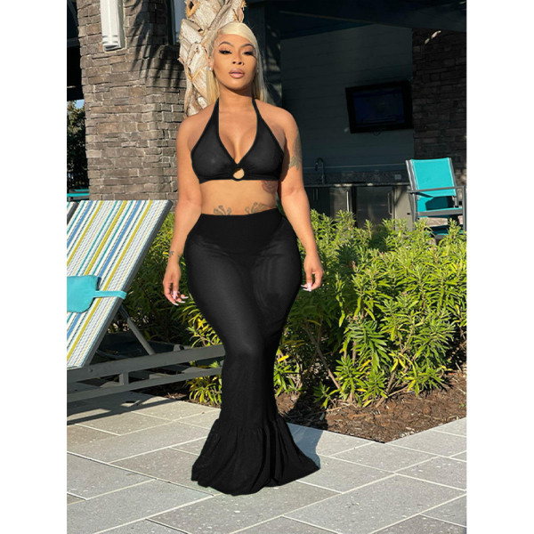 Plus Size Sexy Fashion Mesh Perspective Nightclub Suit