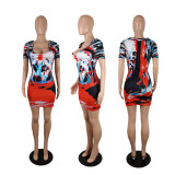 Plus Size Sexy Fashion Deep V Neck Print Dress