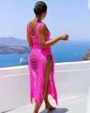Beach Dress Hook-and-tie fringed cutout holiday dress