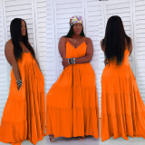 Women's Dress Sling Long Dress Sleeveless Cake Dress