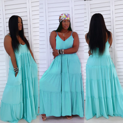 Women's Dress Sling Long Dress Sleeveless Cake Dress