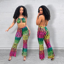 Sexy Fashion Print Halter Backless Jumpsuit Sexy Fashion Print Halter Backless Jumpsuit