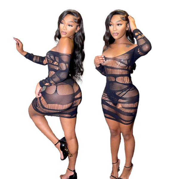 Women's sexy hollowed-out underwear Sexy hollowed-out nightclub dress