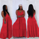 Women's Dress Sling Long Dress Sleeveless Cake Dress
