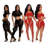 Sexy Fashion Mesh Perspective Nightclub Splicing Set