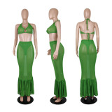 Plus Size Sexy Fashion Mesh Perspective Nightclub Suit