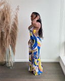 Sleeveless Printed Sling Wide-Leg Jumpsuit