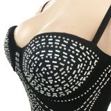 Sexy nightclub hot drill see-through suspender dress women's